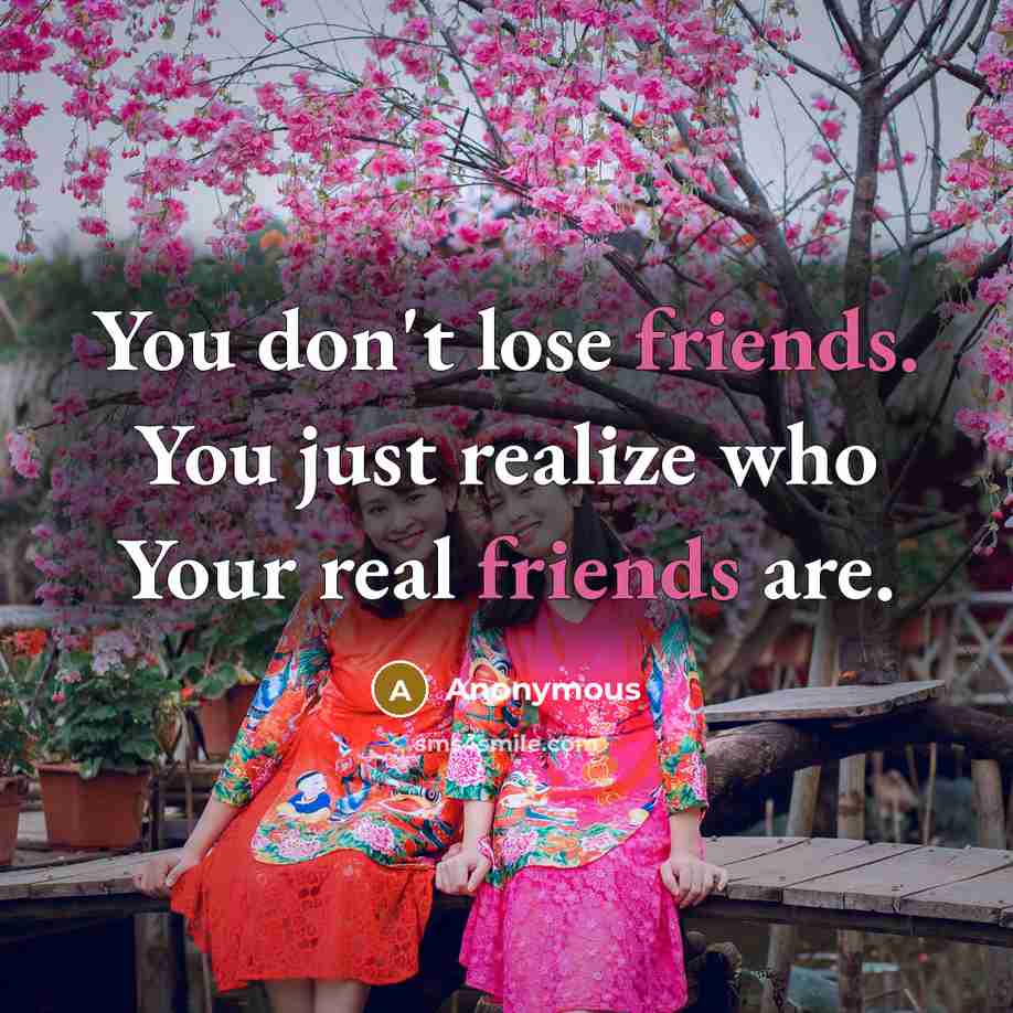 “You don't lose friends. You just realize who Your real friends are.” quote by Anonymous