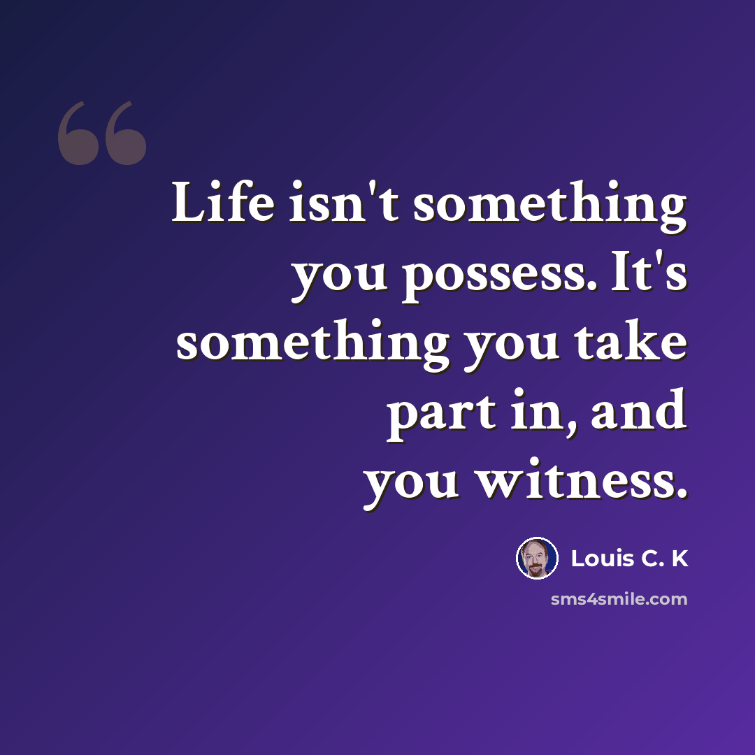 “Life isn't something you possess. It's something you take part in, and you witness.” quote by Louis C. K