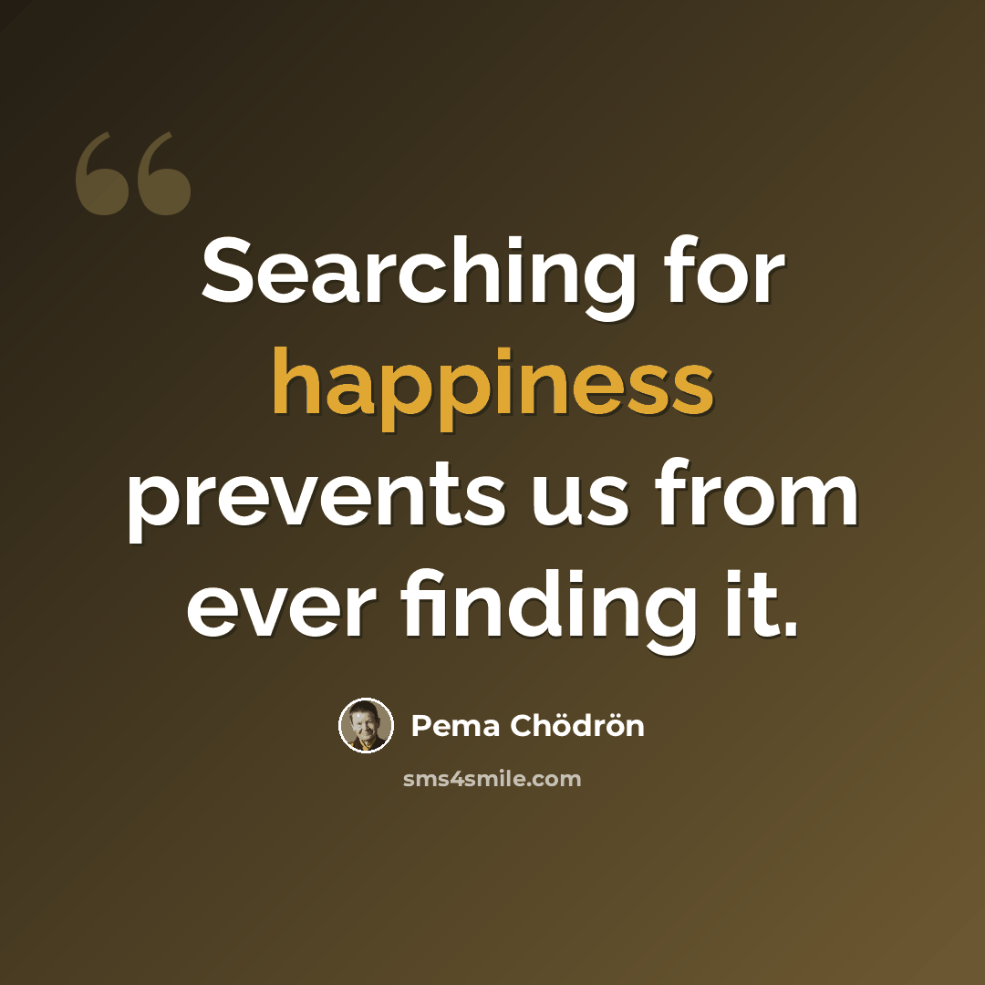 “Searching for happiness prevents us from ever finding it.” quote by Pema Chodron
