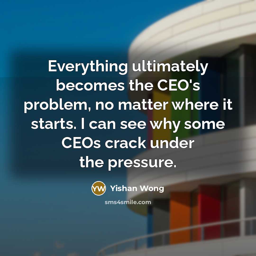 “Everything ultimately becomes the CEO's problem, no matter where it starts. I can see why some CEOs crack under the pressure.” quote by Yishan Wong