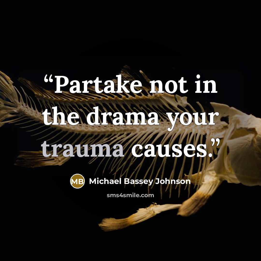 “Partake not in the drama your trauma causes.” quote by Michael Bassey Johnson