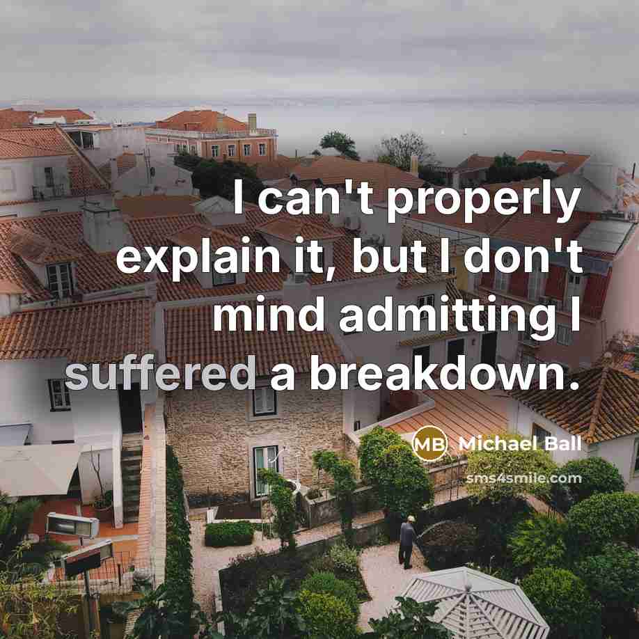 “I can't properly explain it, but I don't mind admitting I suffered a breakdown.” quote by Michael Ball