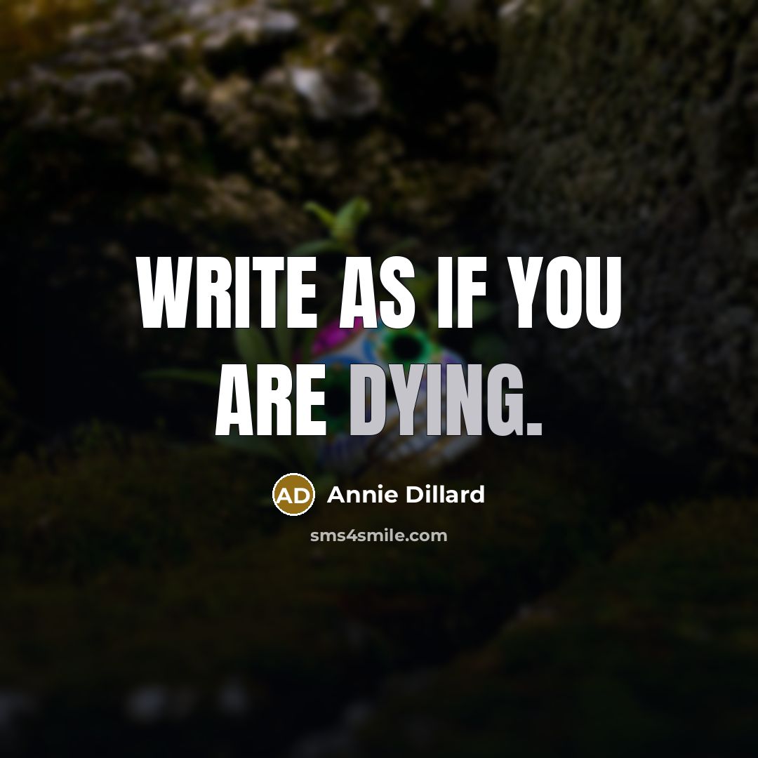 “Write as if you are dying.” quote by Annie Dillard