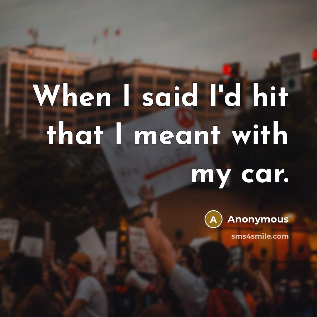 “When I said I'd hit that I meant with my car.” quote by Anonymous