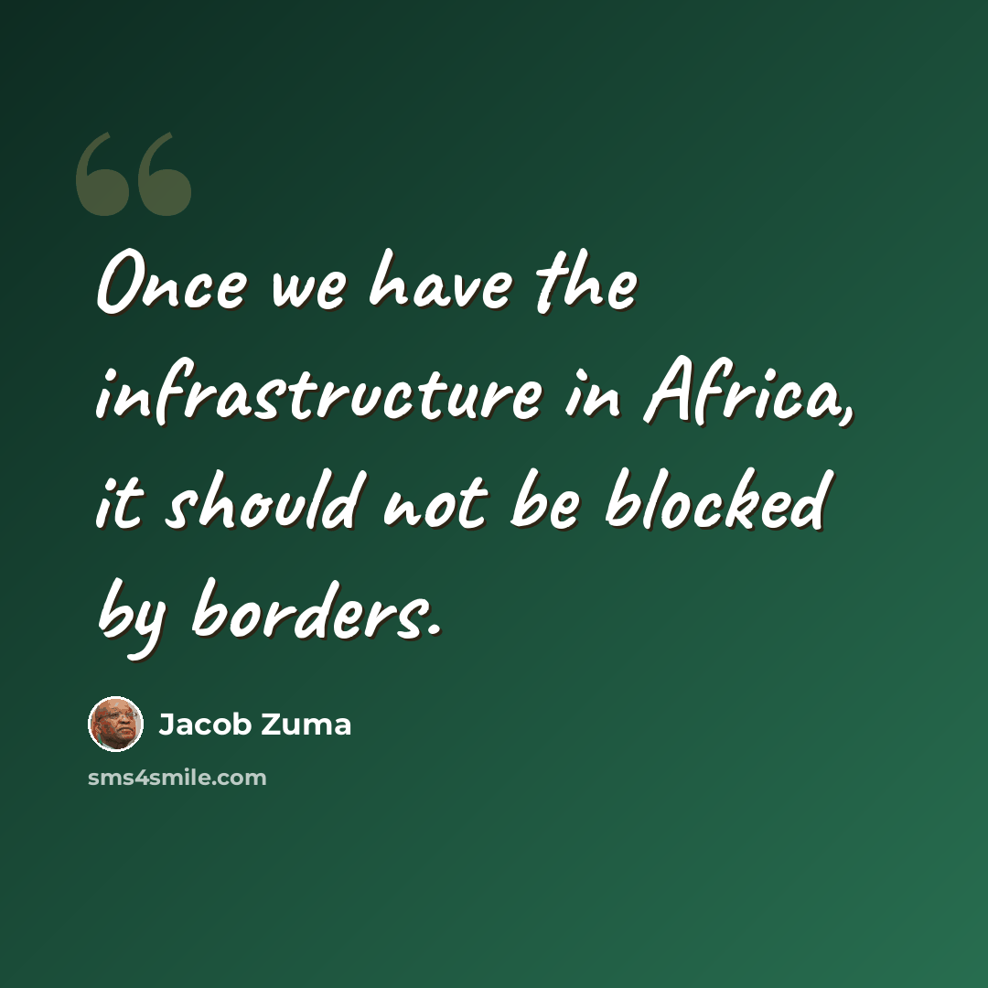 “Once we have the infrastructure in Africa, it should not be blocked by borders.” quote by Jacob Zuma