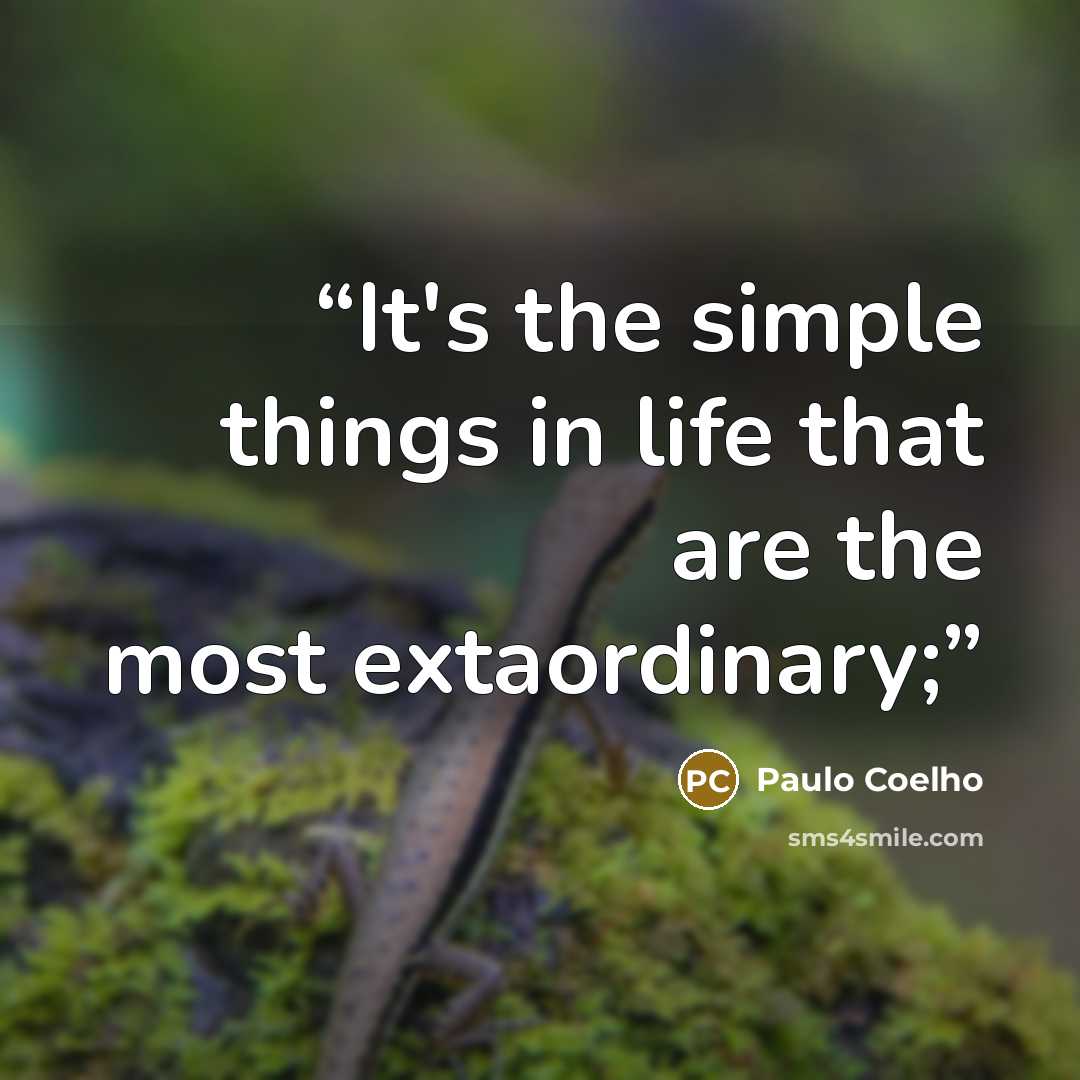 “It's the simple things in life that are the most extaordinary;” quote by Paulo Coelho