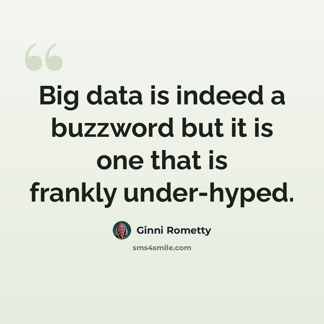 “Big data is indeed a buzzword but it is one that is frankly under-hyped.” quote by Ginni Rometty