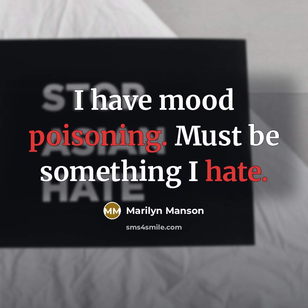 “I have mood poisoning. Must be something I hate.” quote by Marilyn Manson