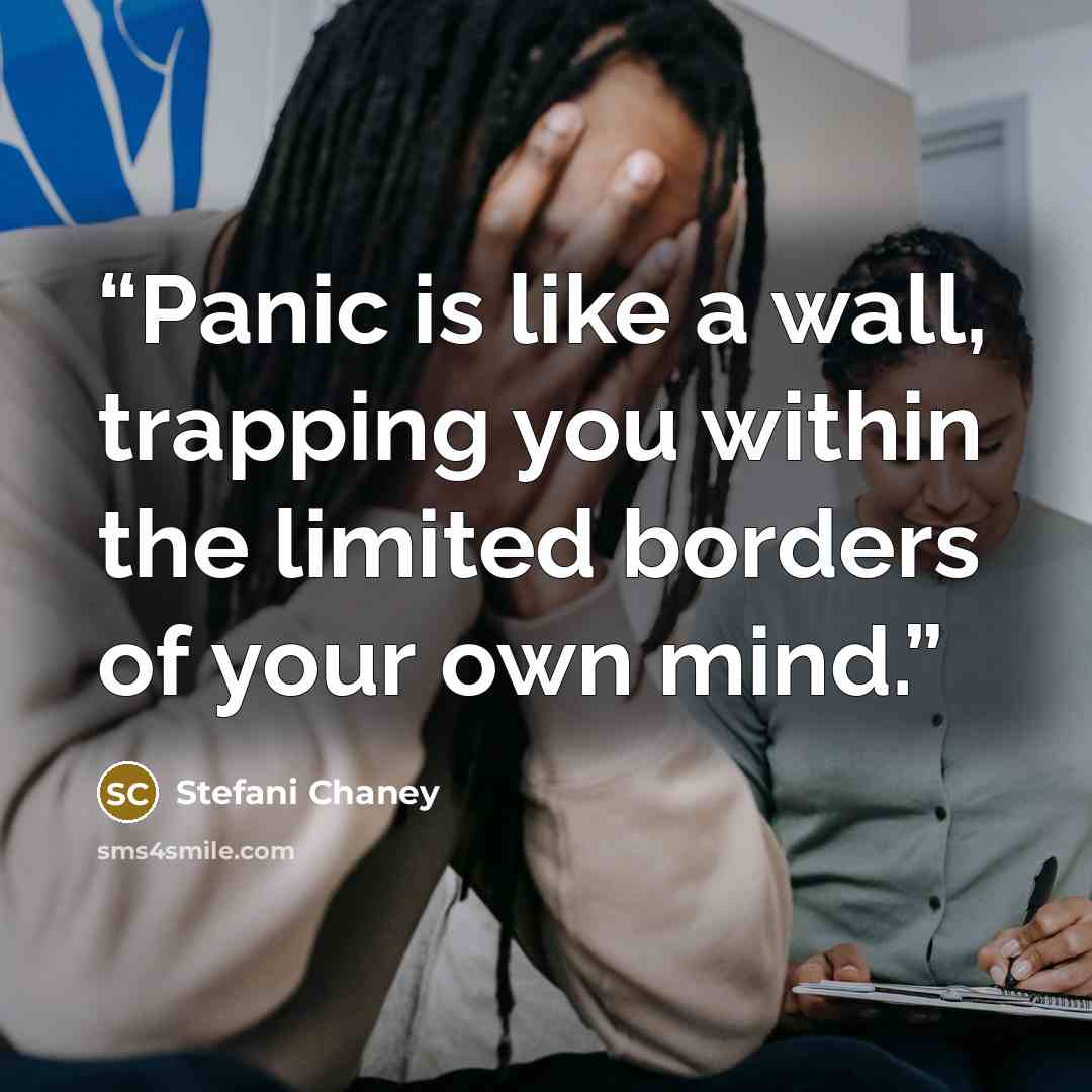“Panic is like a wall, trapping you within the limited borders of your own mind.” quote by Stefani Chaney