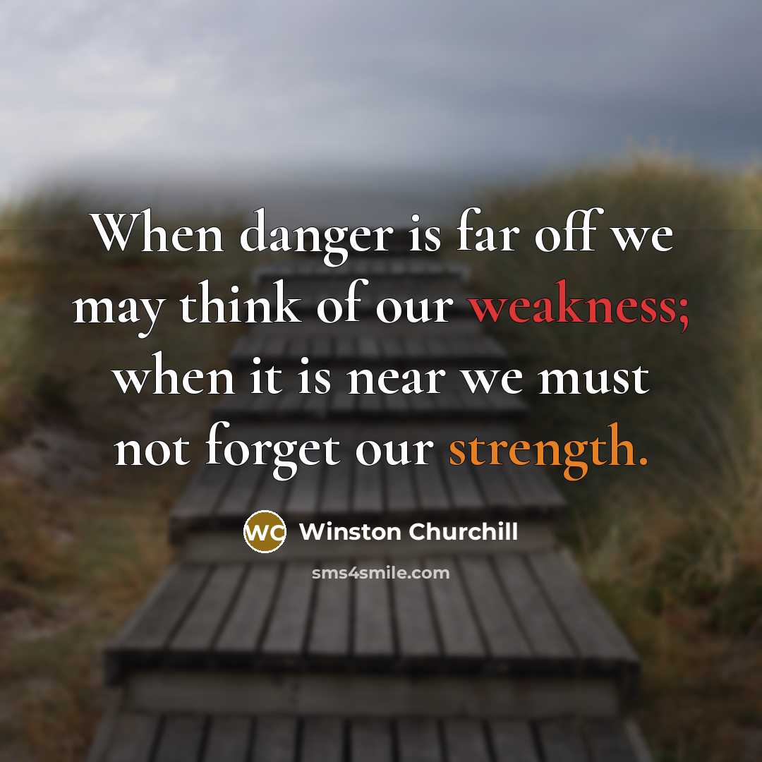 “When danger is far off we may think of our weakness; when it is near we must not forget our strength.” quote by Winston Churchill