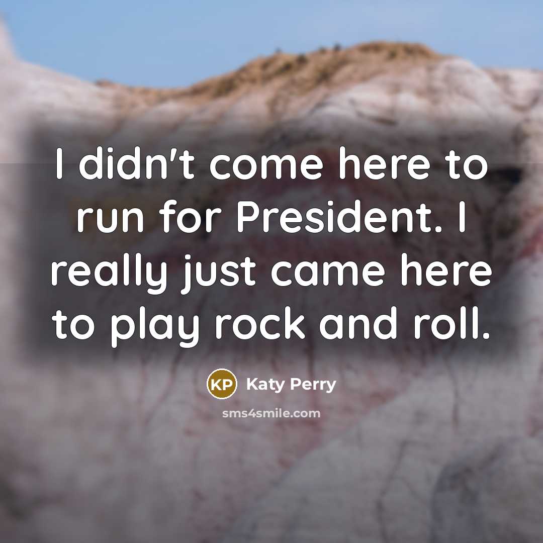 “I didn't come here to run for President. I really just came here to play rock and roll.” quote by Katy Perry