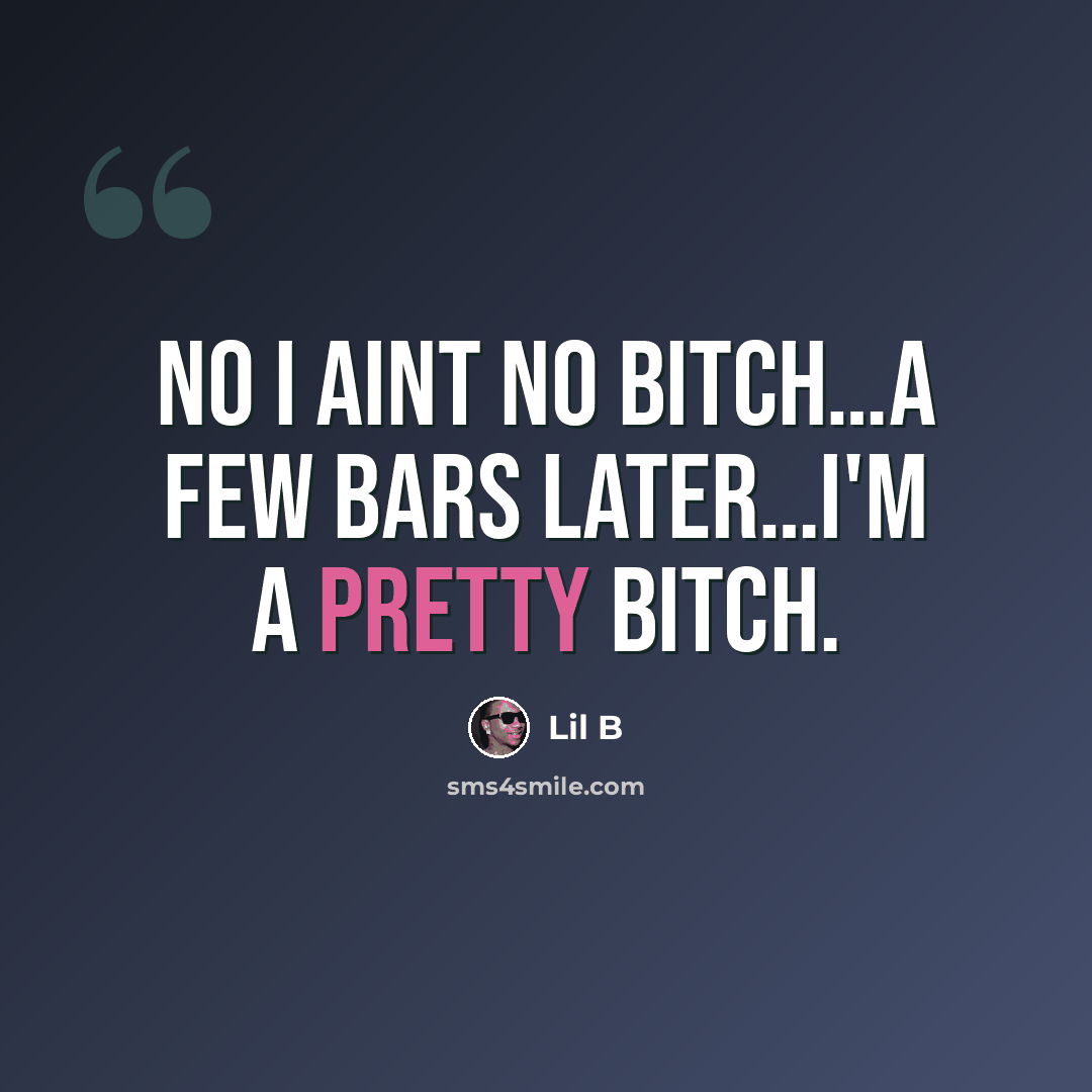 “No I aint no bitch…a few bars later…i'm a pretty bitch.” quote by Lil B