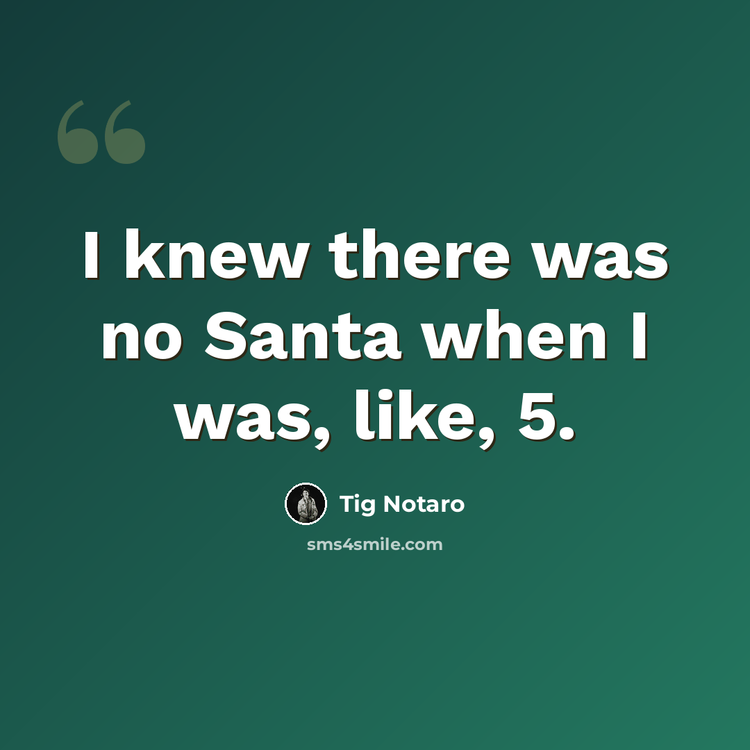 “I knew there was no Santa when I was, like, 5.” quote by Tig Notaro