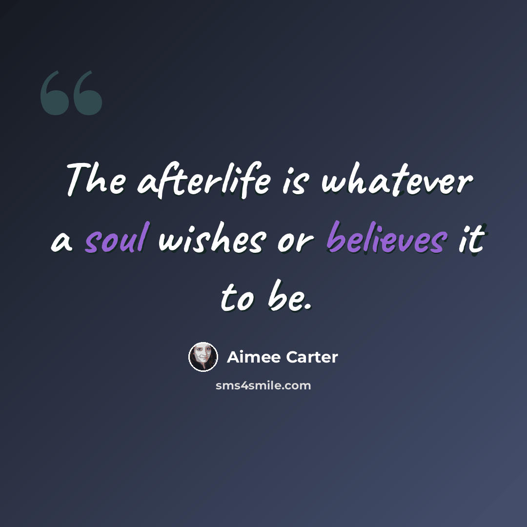 “The afterlife is whatever a soul wishes or believes it to be.” quote by Aimee Carter