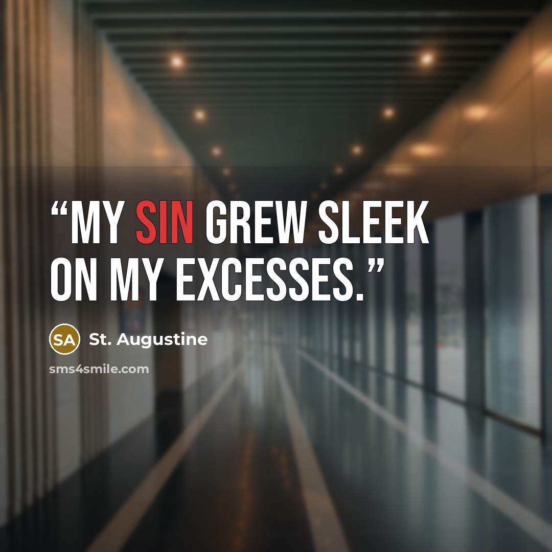 “My sin grew sleek on my excesses.” quote by St. Augustine