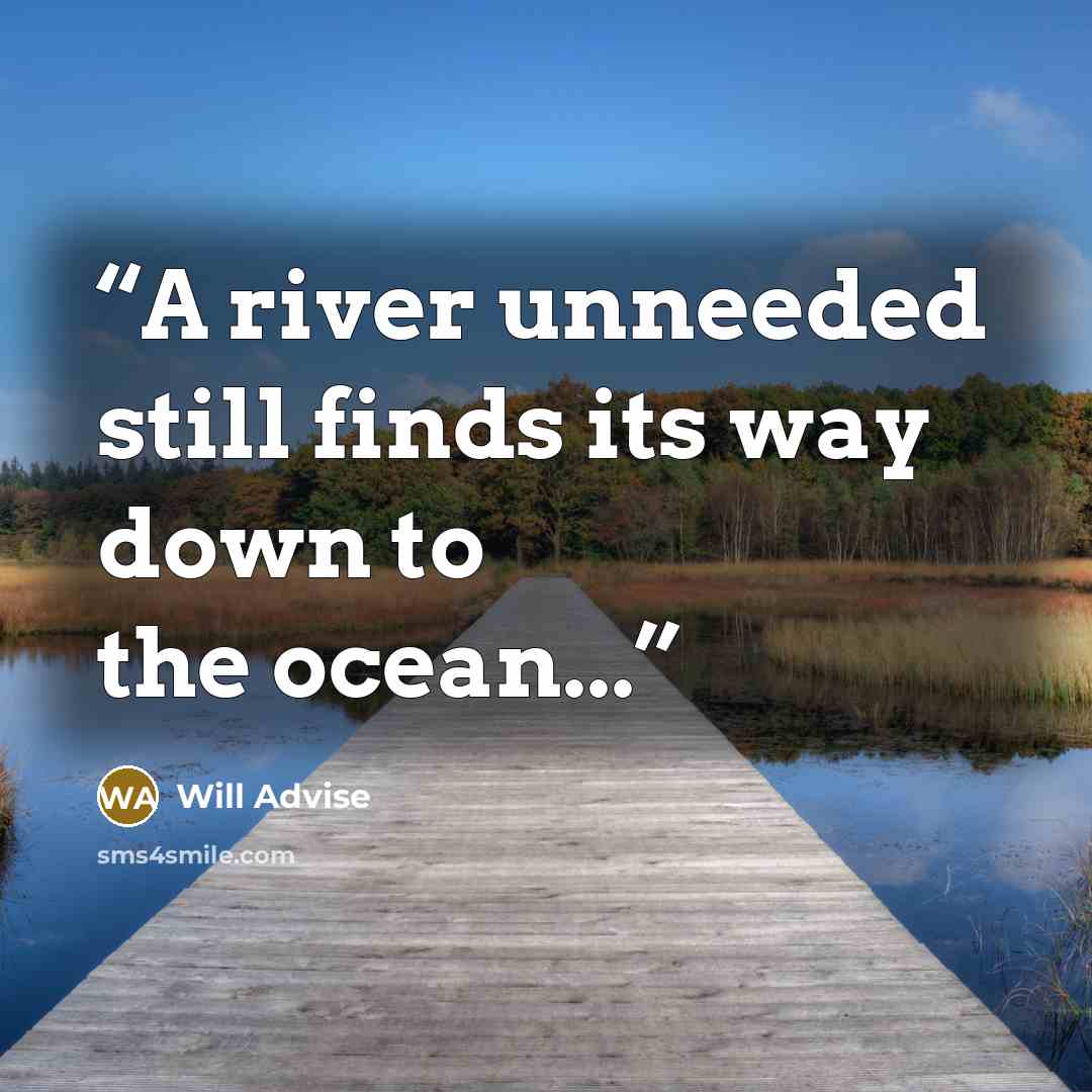 “A river unneeded still finds its way down to the ocean...” quote by Will Advise