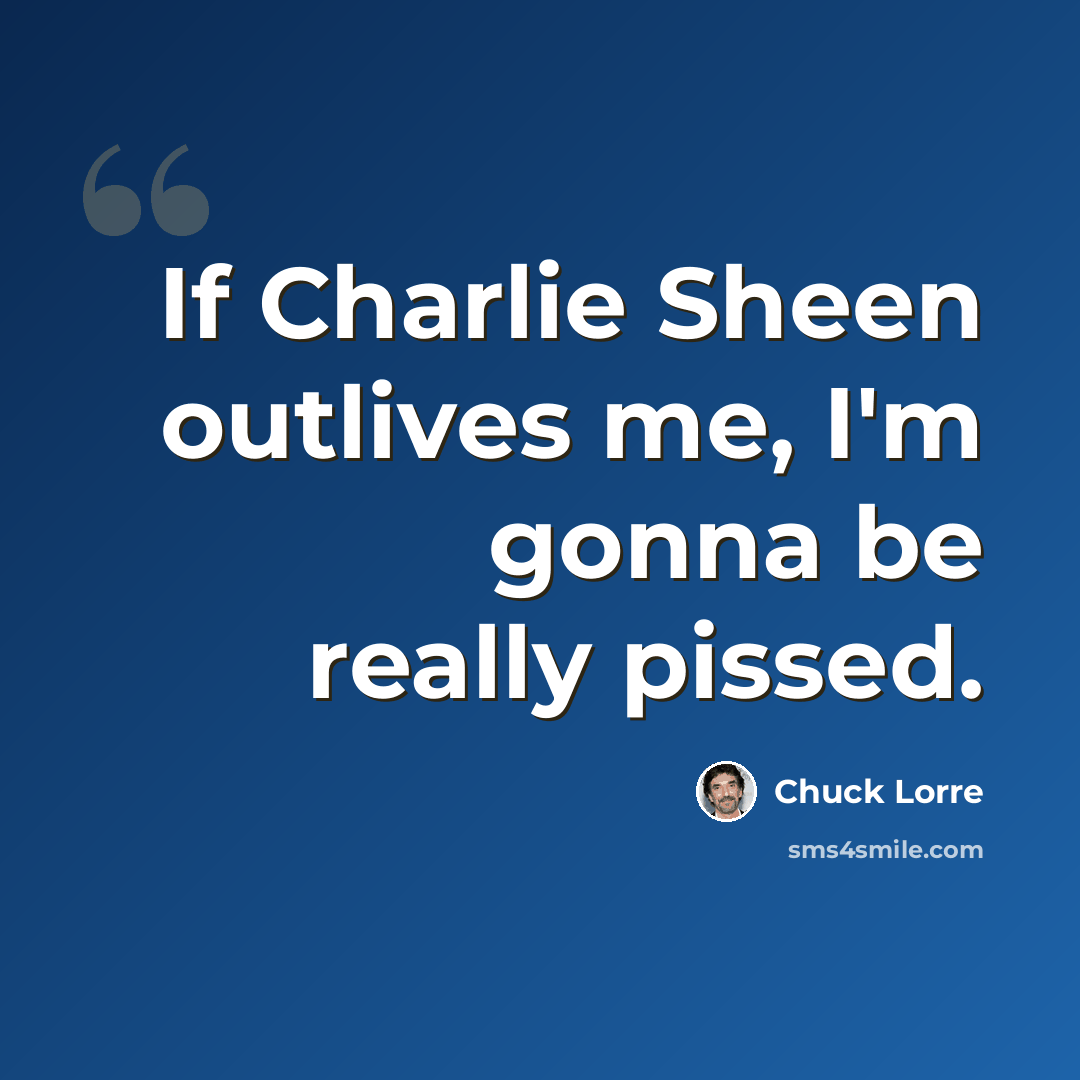 “If Charlie Sheen outlives me, I'm gonna be really pissed.” quote by Chuck Lorre