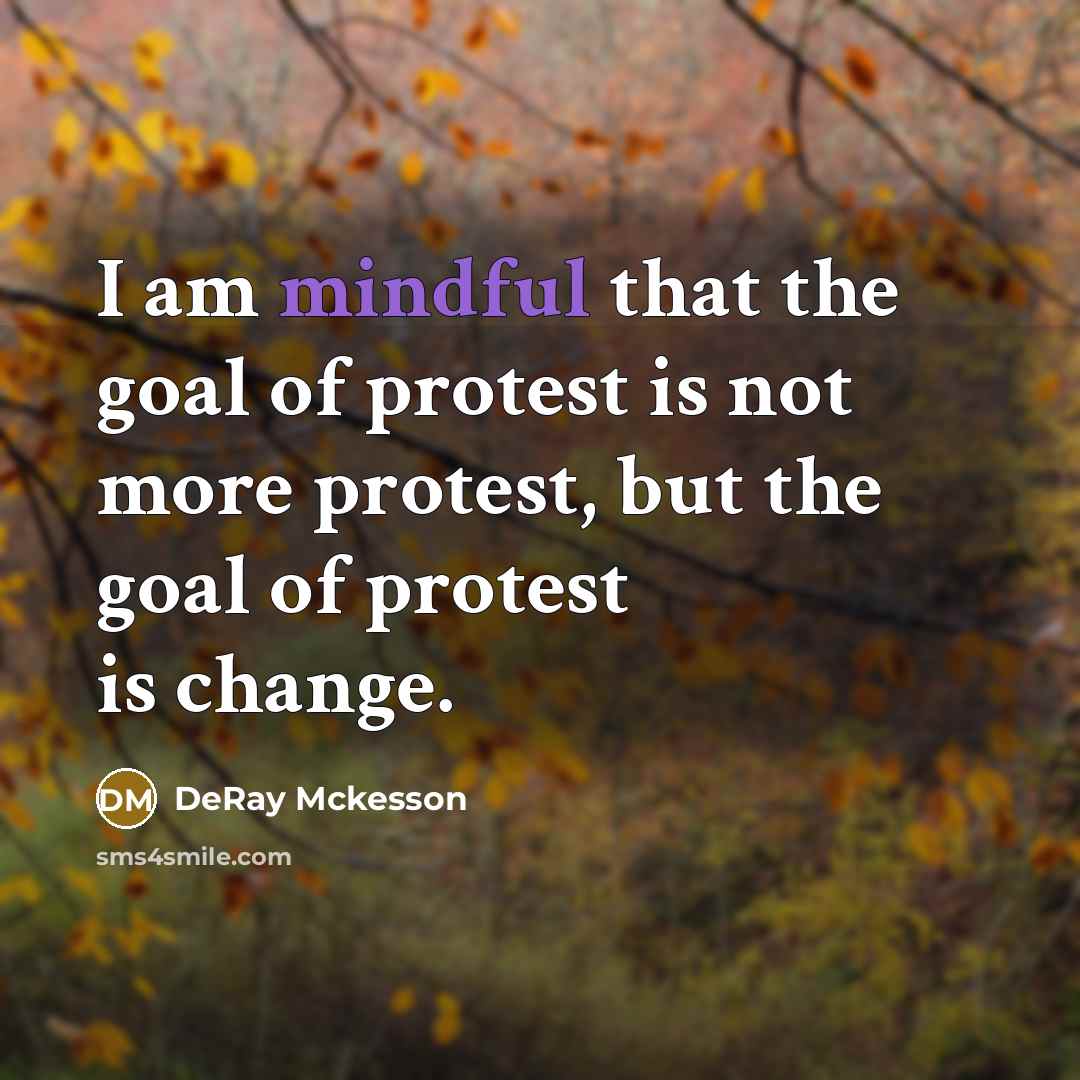 “I am mindful that the goal of protest is not more protest, but the goal of protest is change.” quote by DeRay Mckesson