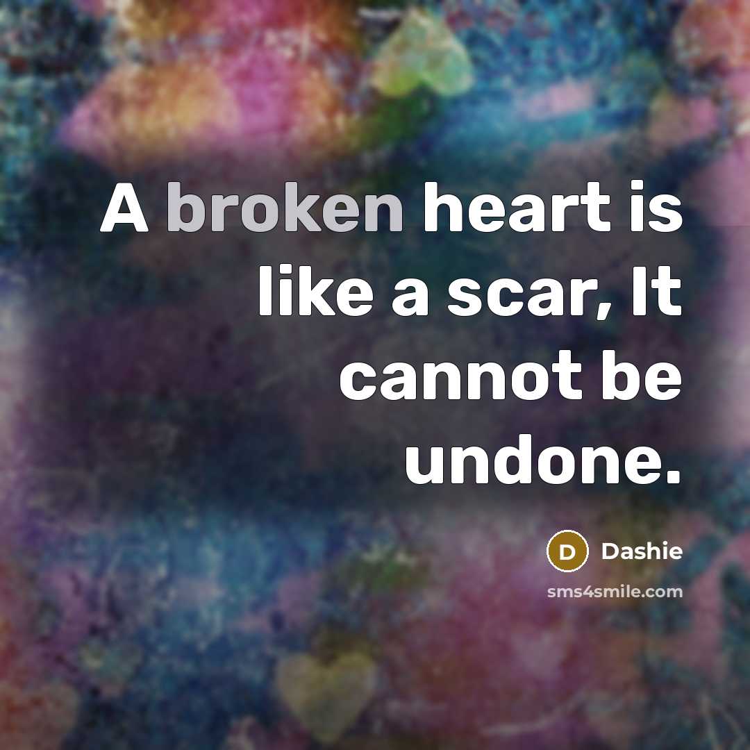 “A broken heart is like a scar, It cannot be undone.” quote by Dashie