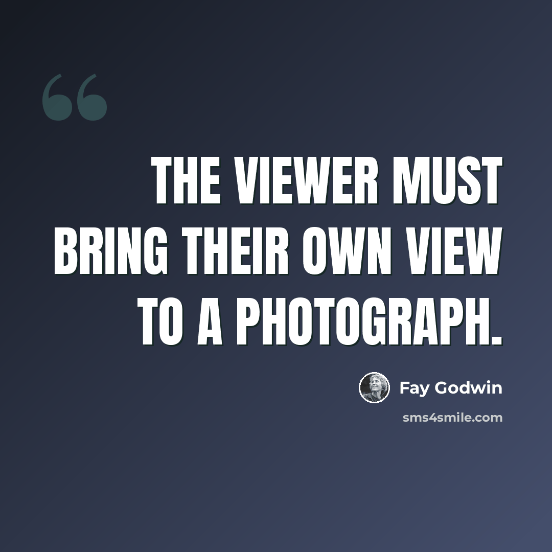 “The viewer must bring their own view to a photograph.” quote by Fay Godwin