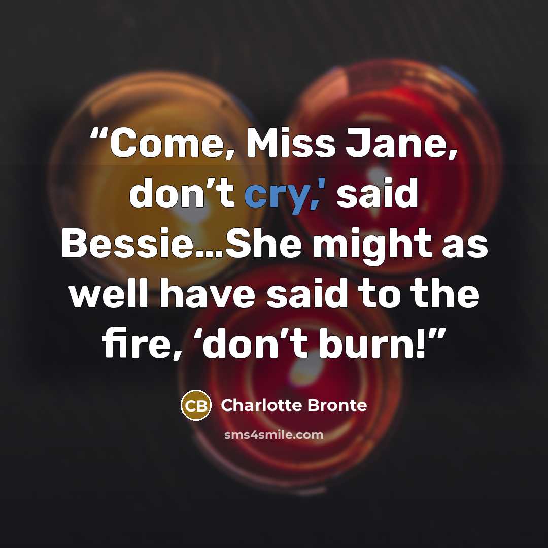 “Come, Miss Jane, don’t cry,' said Bessie…She might as well have said to the fire, ‘don’t burn!” quote by Charlotte Brontë