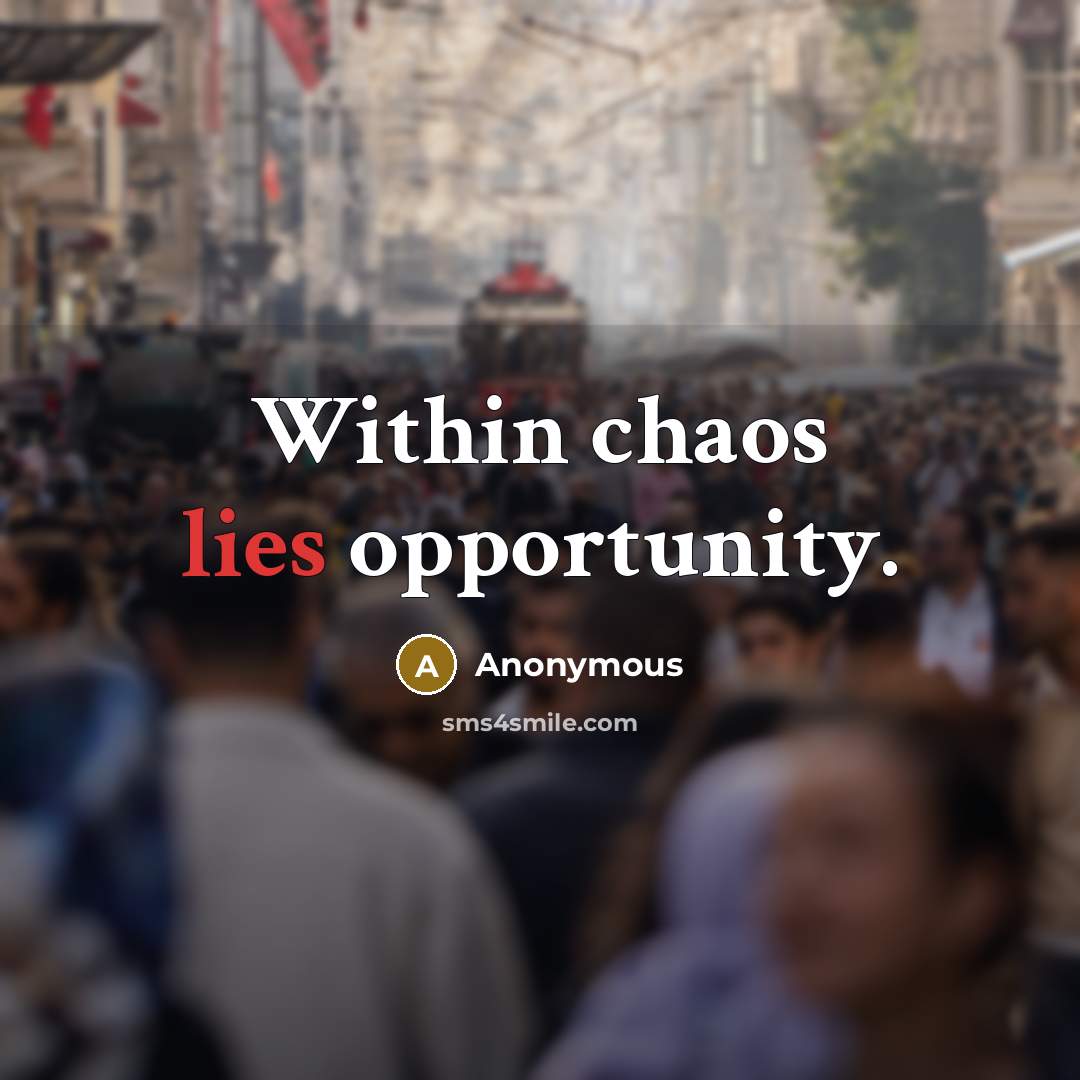 “Within chaos lies opportunity.” quote by Anonymous
