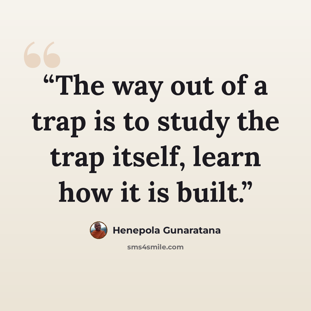 “The way out of a trap is to study the trap itself, learn how it is built.” quote by Henepola Gunaratana