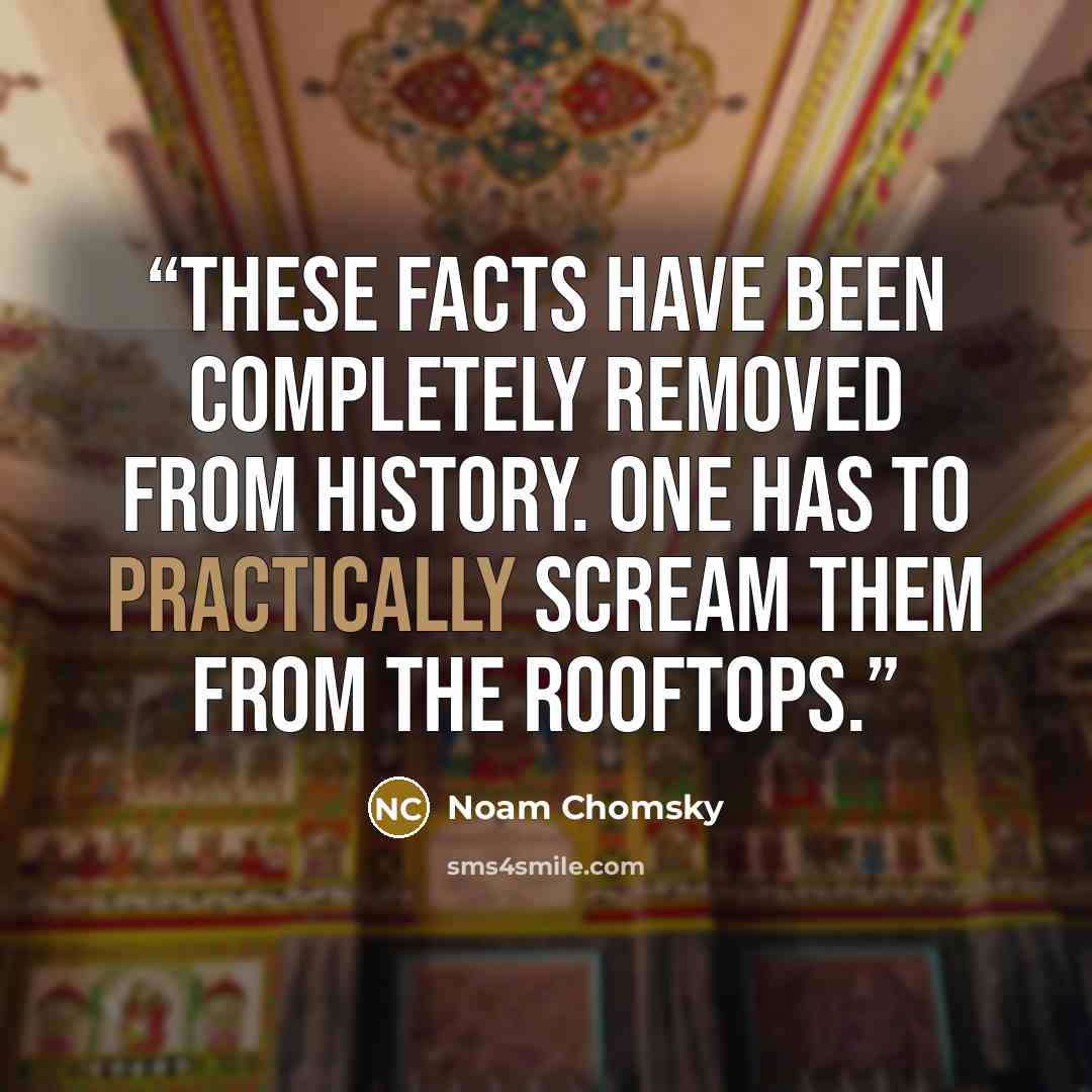 “These facts have been completely removed from history. One has to practically scream them from the rooftops.” quote by Noam Chomsky