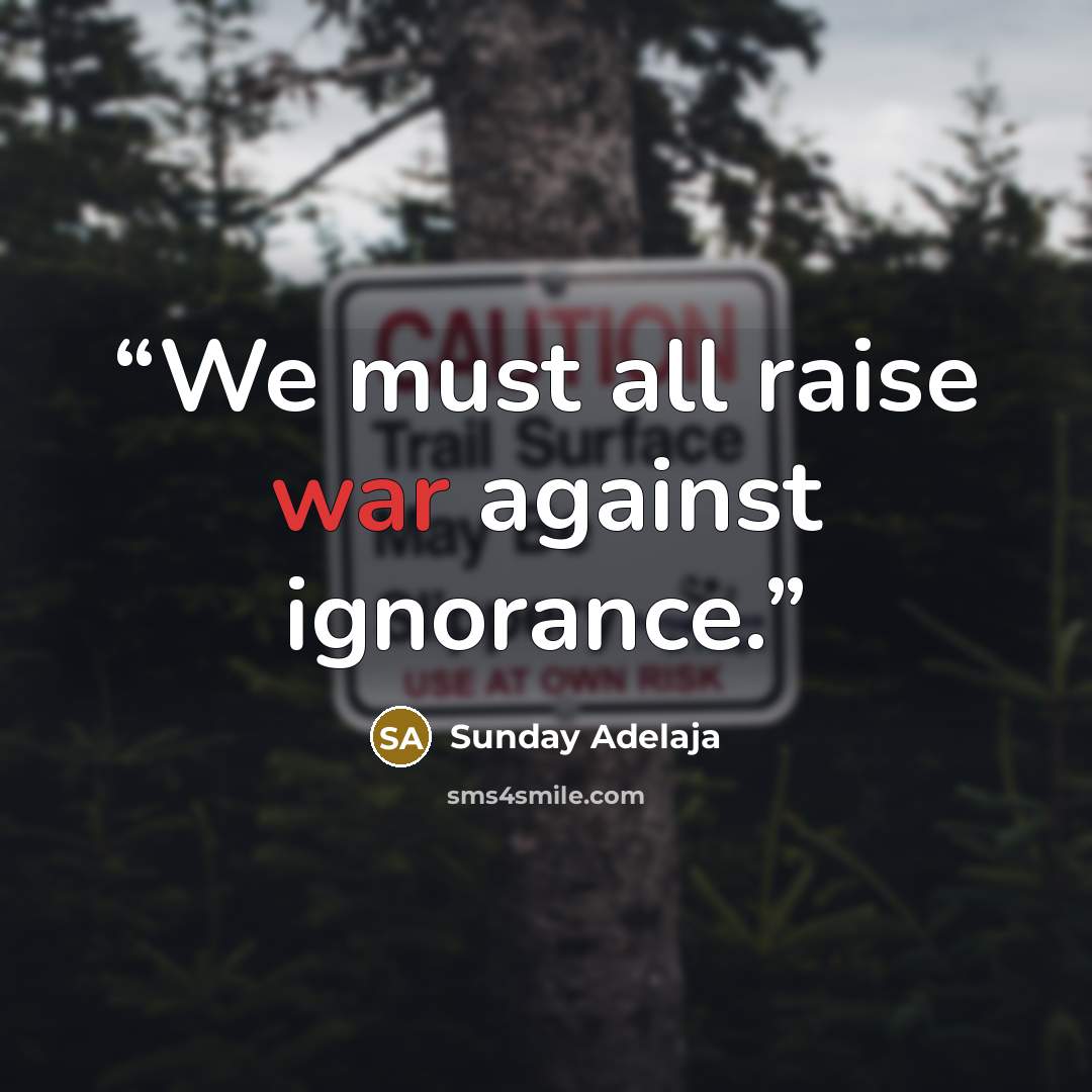 “We must all raise war against ignorance.” quote by Sunday Adelaja