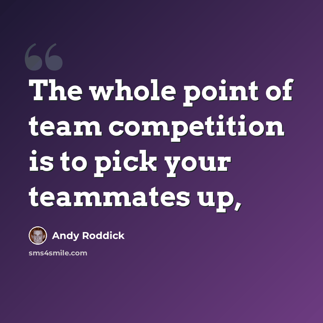 “The whole point of team competition is to pick your teammates up,” quote by Andy Roddick