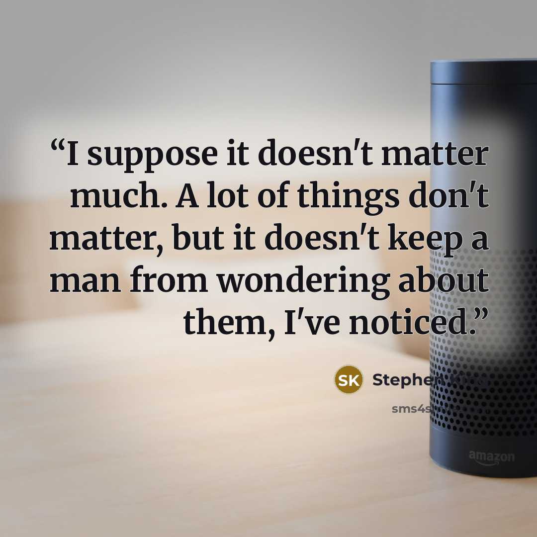“I suppose it doesn't matter much. A lot of things don't matter, but it doesn't keep a man from wondering about them, I've noticed.” quote by Stephen King