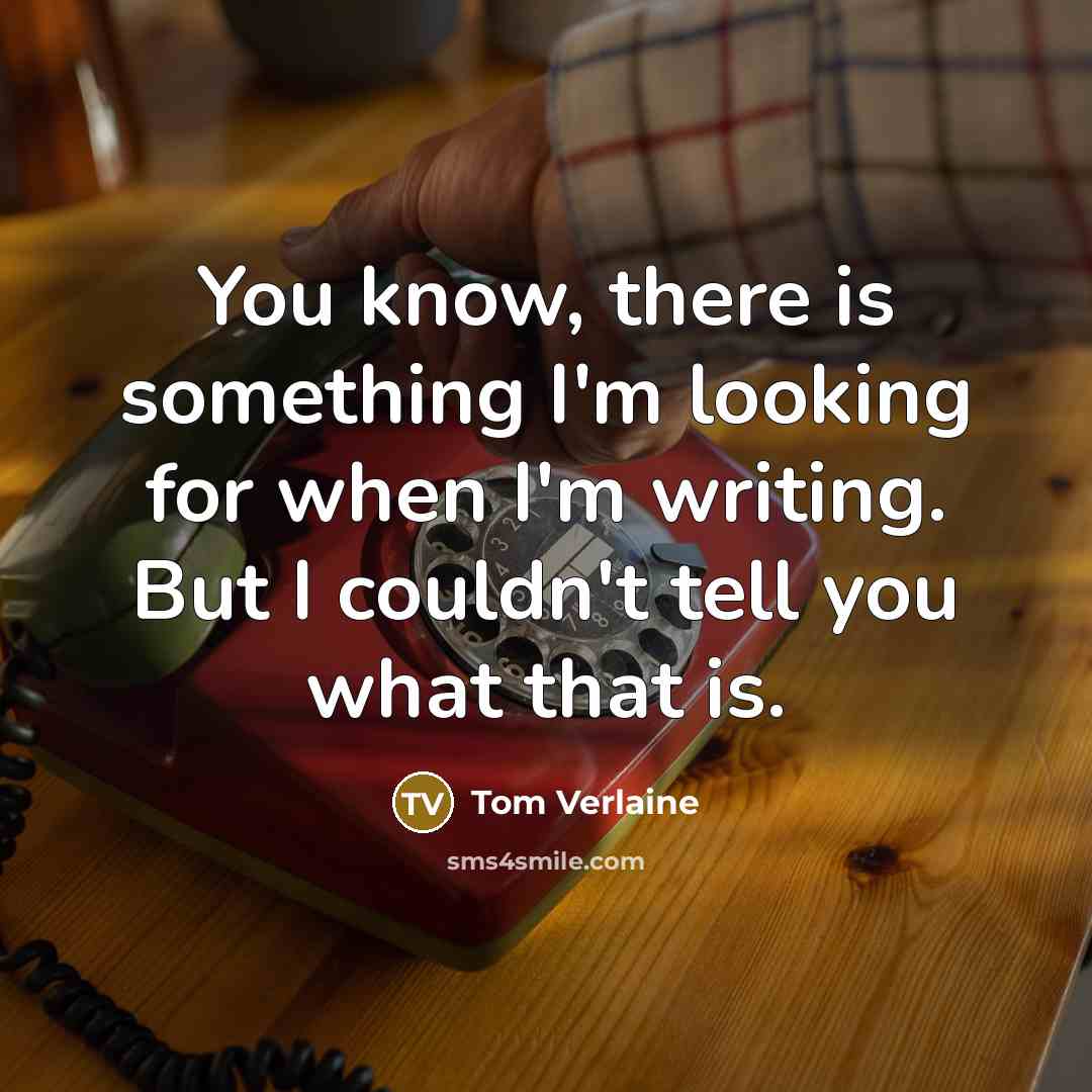 “You know, there is something I'm looking for when I'm writing. But I couldn't tell you what that is.” quote by Tom Verlaine