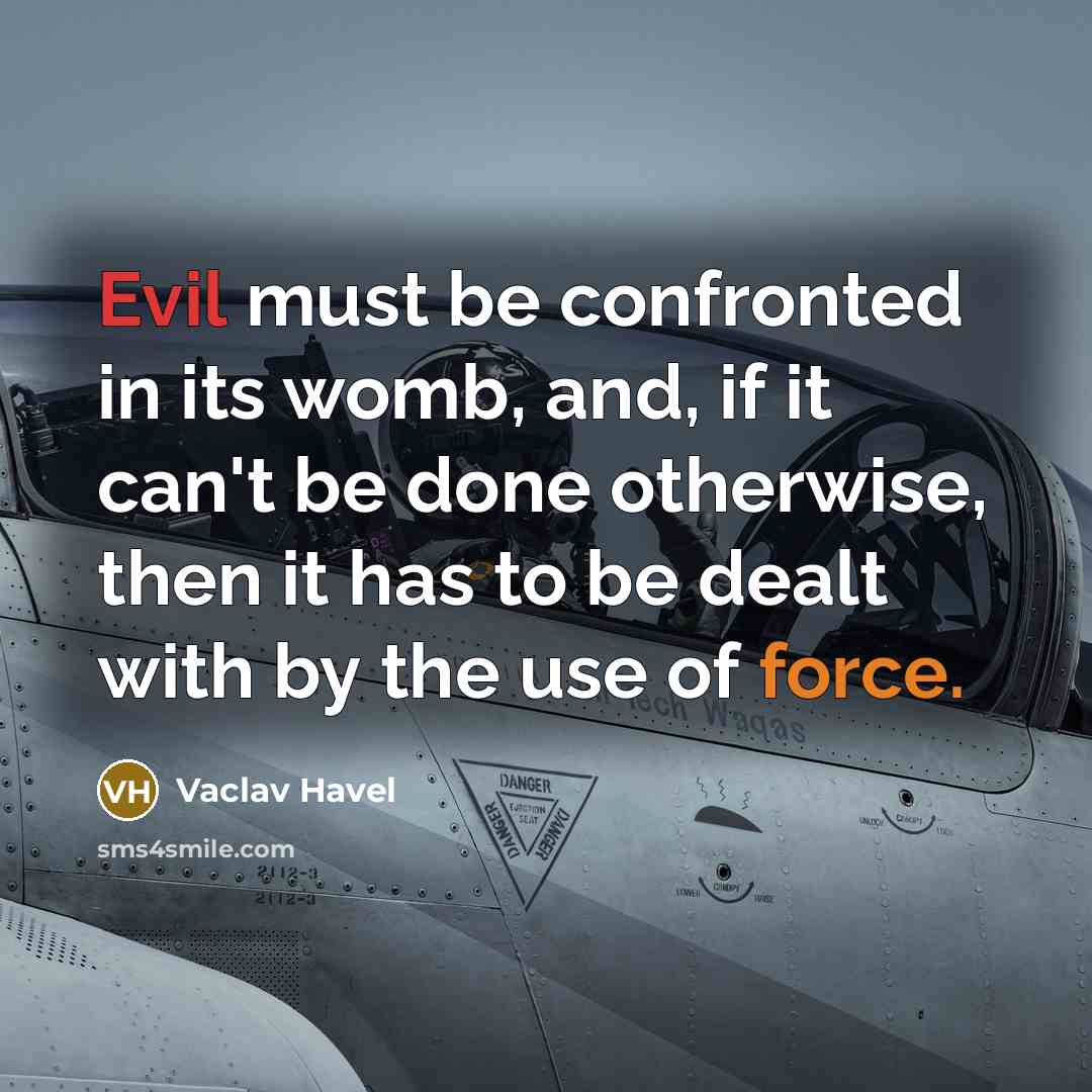 “Evil must be confronted in its womb, and, if it can't be done otherwise, then it has to be dealt with by the use of force.” quote by Vaclav Havel