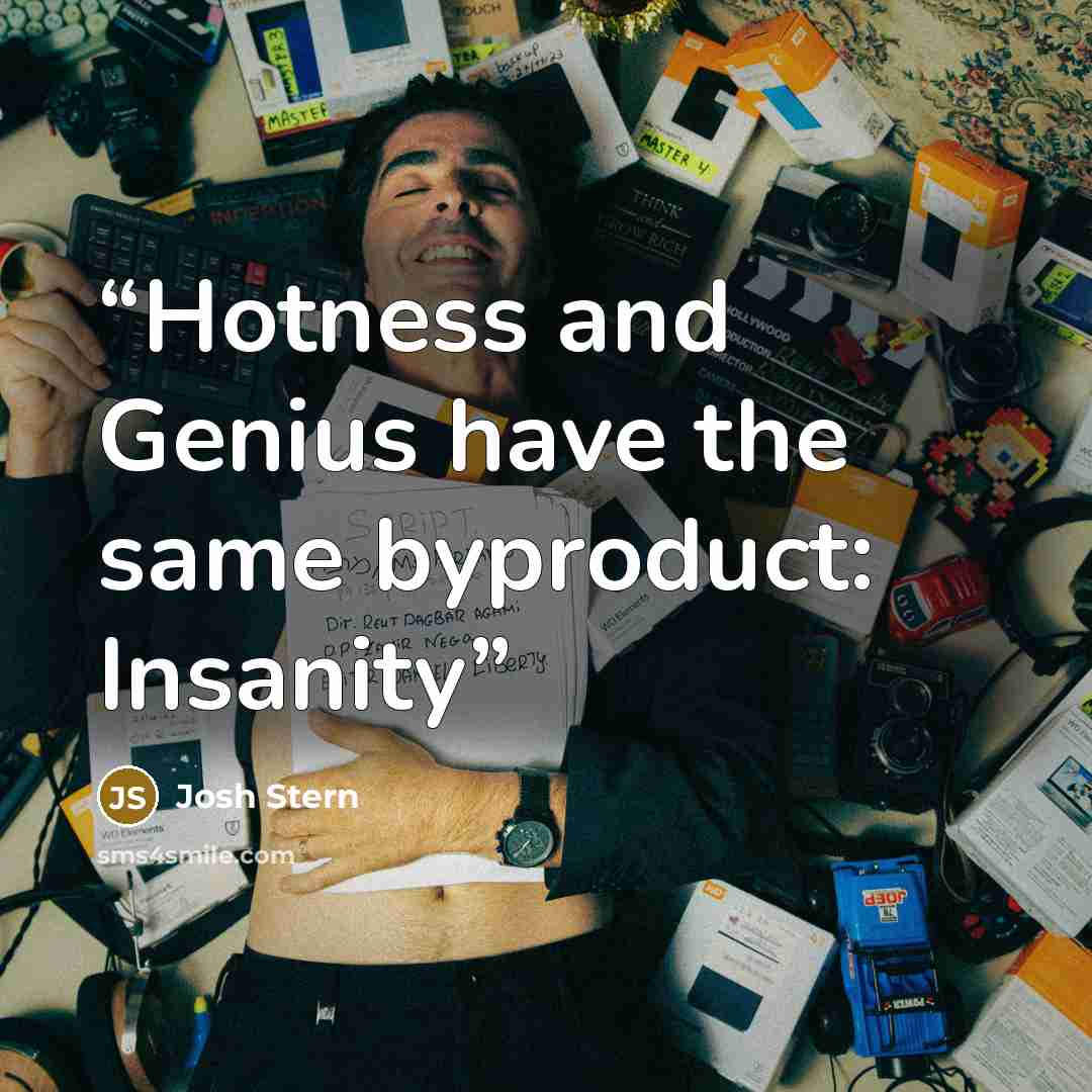 “Hotness and Genius have the same byproduct: Insanity” quote by Josh Stern