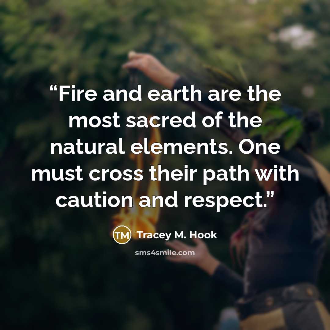 “Fire and earth are the most sacred of the natural elements. One must cross their path with caution and respect.” quote by tracey m. hook