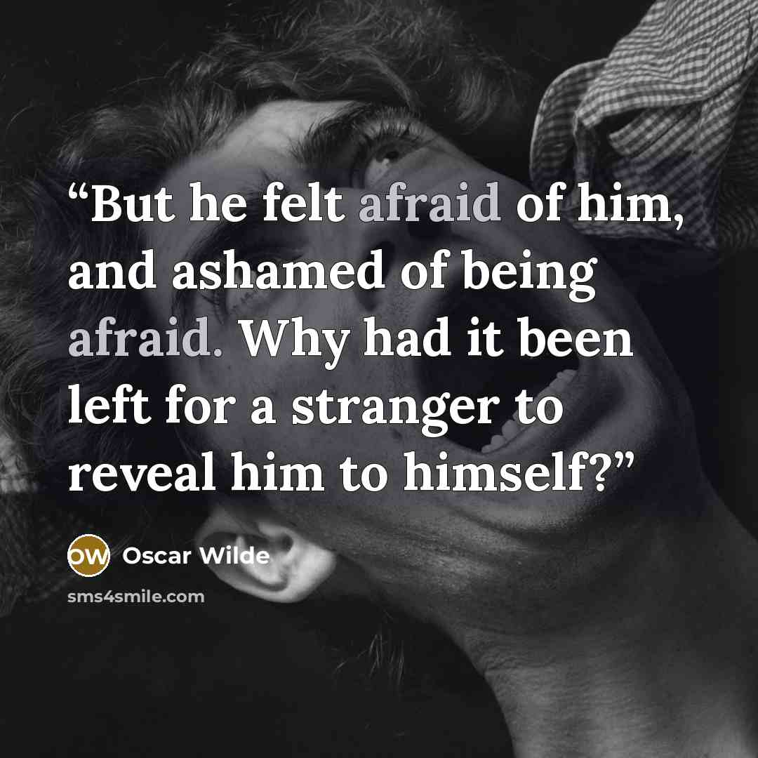 “But he felt afraid of him, and ashamed of being afraid. Why had it been left for a stranger to reveal him to himself?” quote by Oscar Wilde