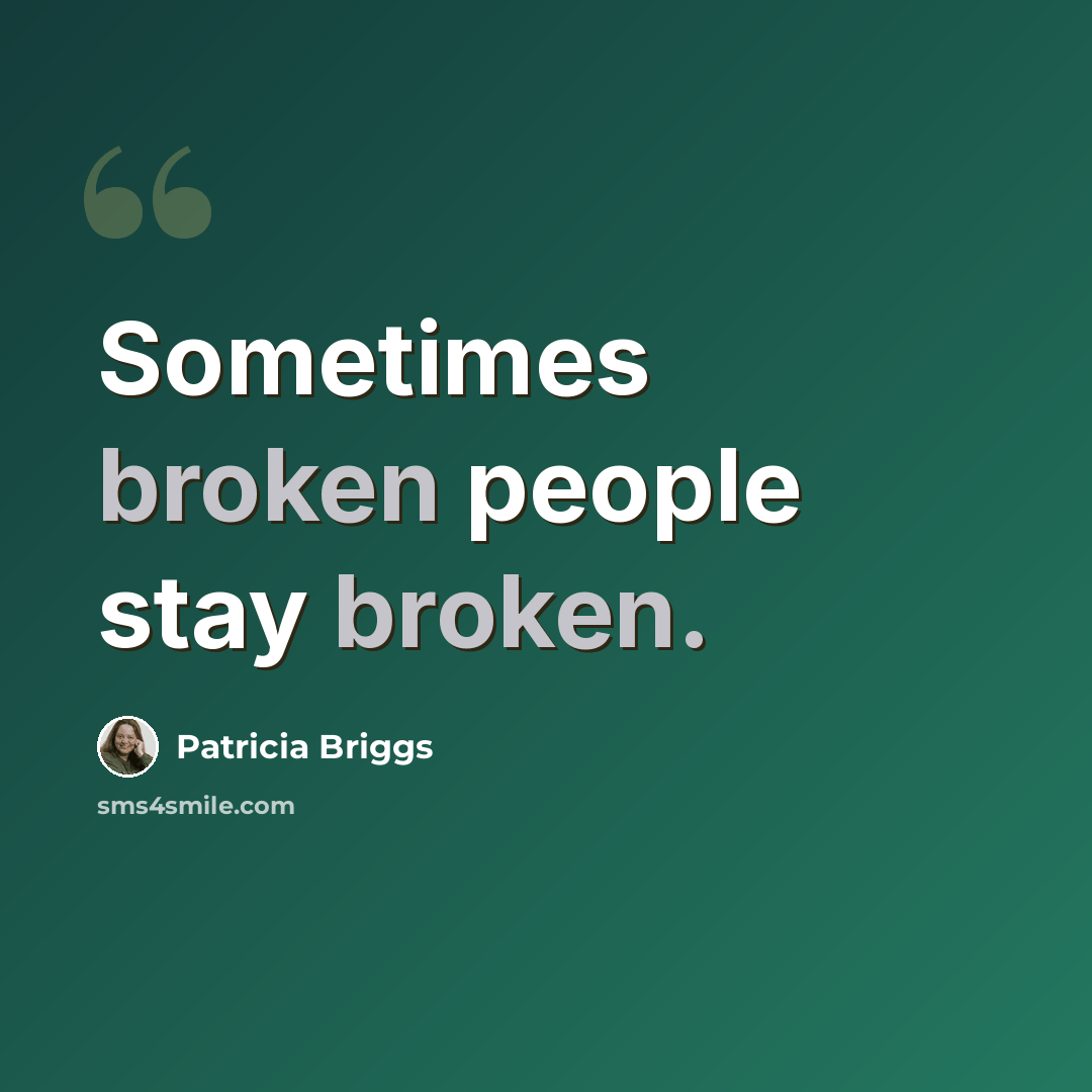 “Sometimes broken people stay broken.” quote by Patricia Briggs