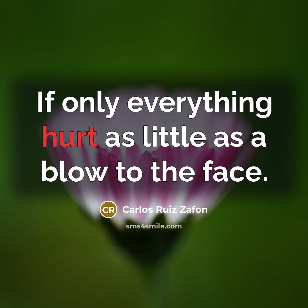“If only everything hurt as little as a blow to the face.” quote by Carlos Ruiz Zafon