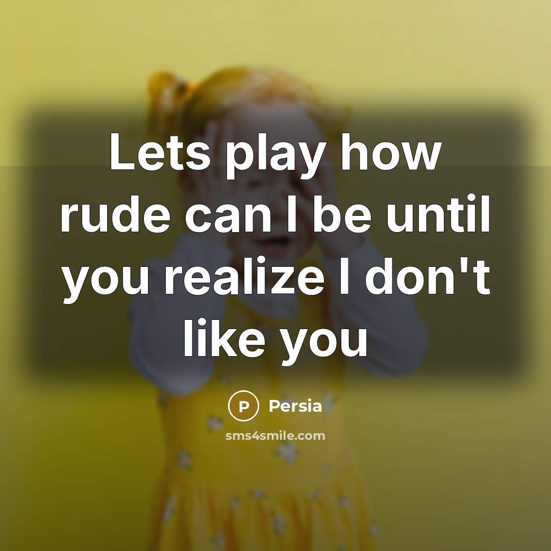 “Lets play how rude can I be until you realize I don't like you” quote by Persia