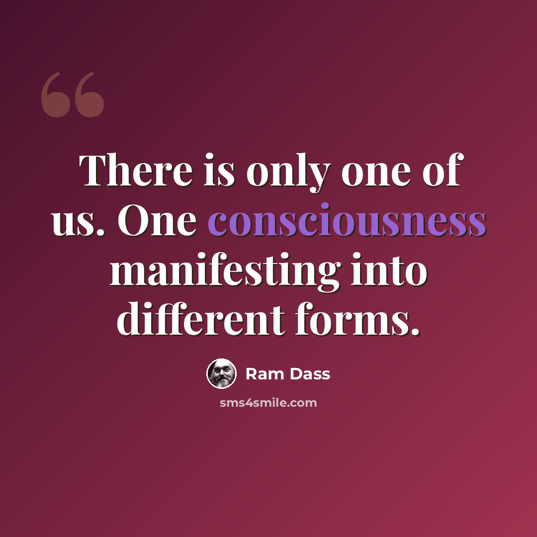 “There is only one of us. One consciousness manifesting into different forms.” quote by Ram Dass