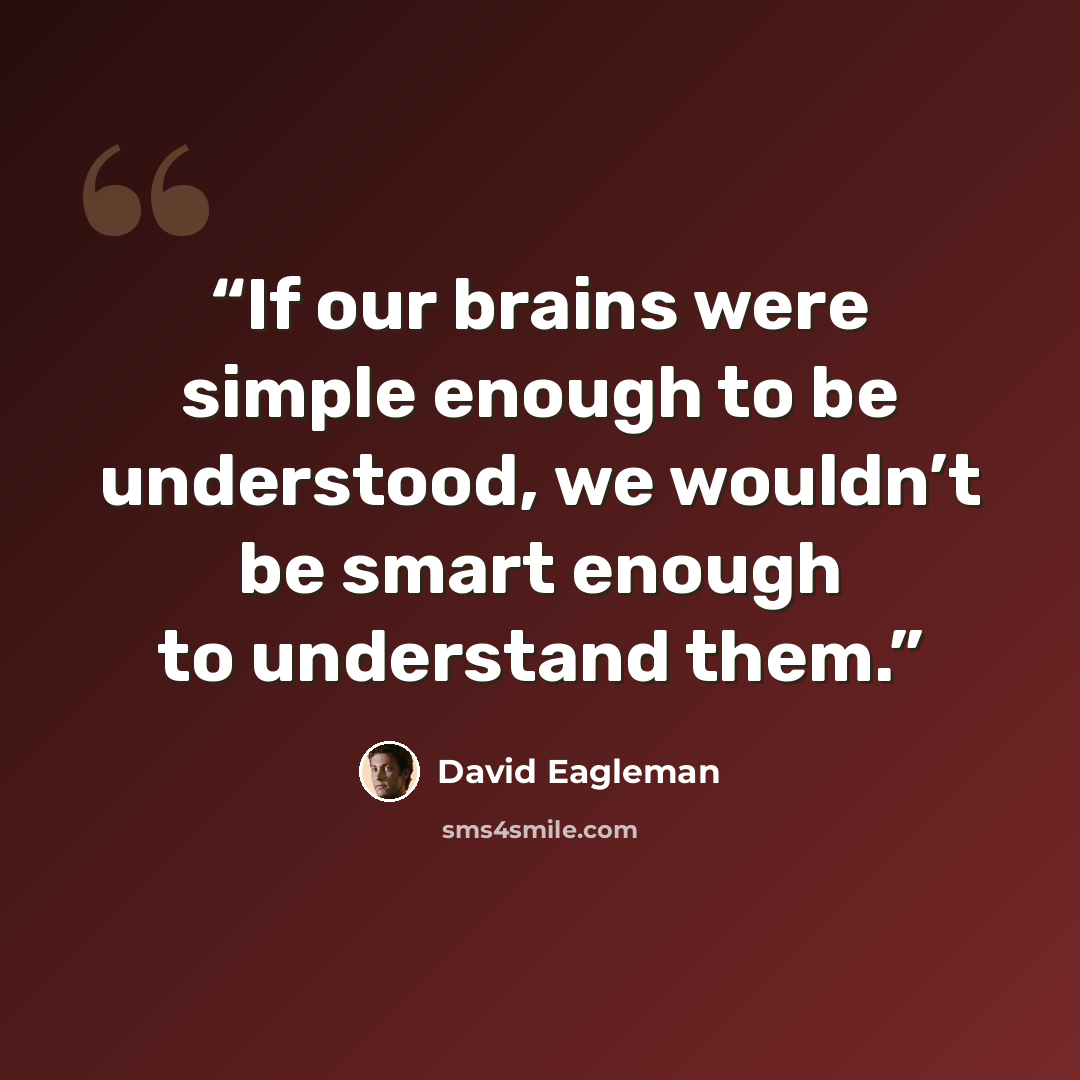 “If our brains were simple enough to be understood, we wouldn’t be smart enough to understand them.” quote by David Eagleman