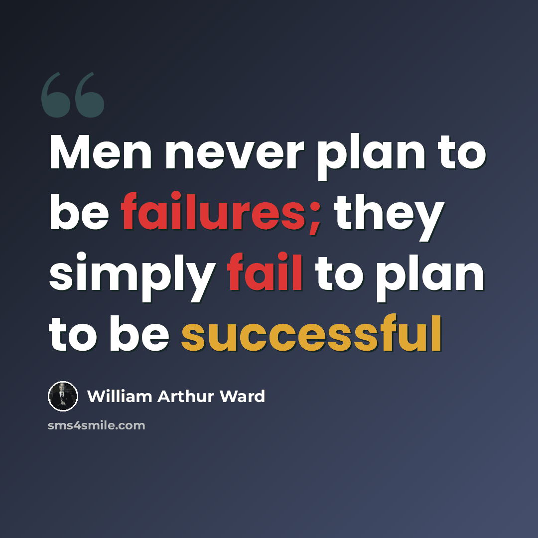 “Men never plan to be failures; they simply fail to plan to be successful” quote by William Arthur Ward