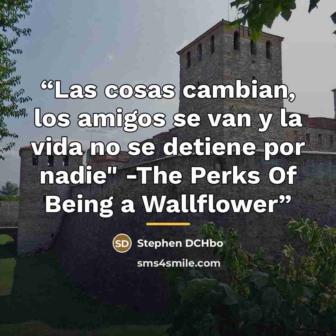 “Las cosas cambian, los amigos se van y la vida no se detiene por nadie" -The Perks Of Being a Wallflower” quote by Stephen DCHbo