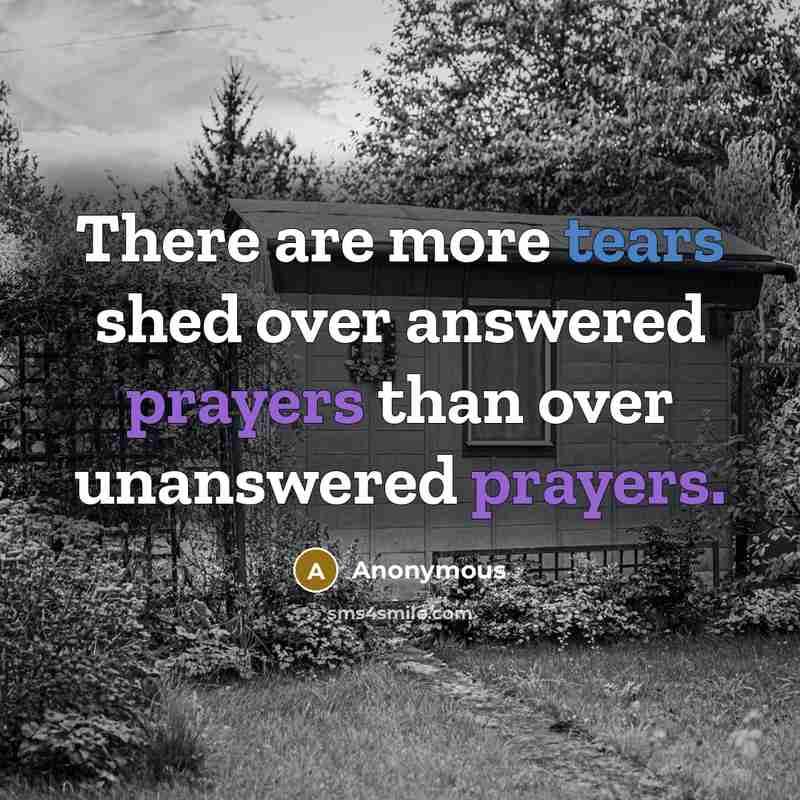 “There are more tears shed over answered prayers than over unanswered prayers.” quote by Anonymous