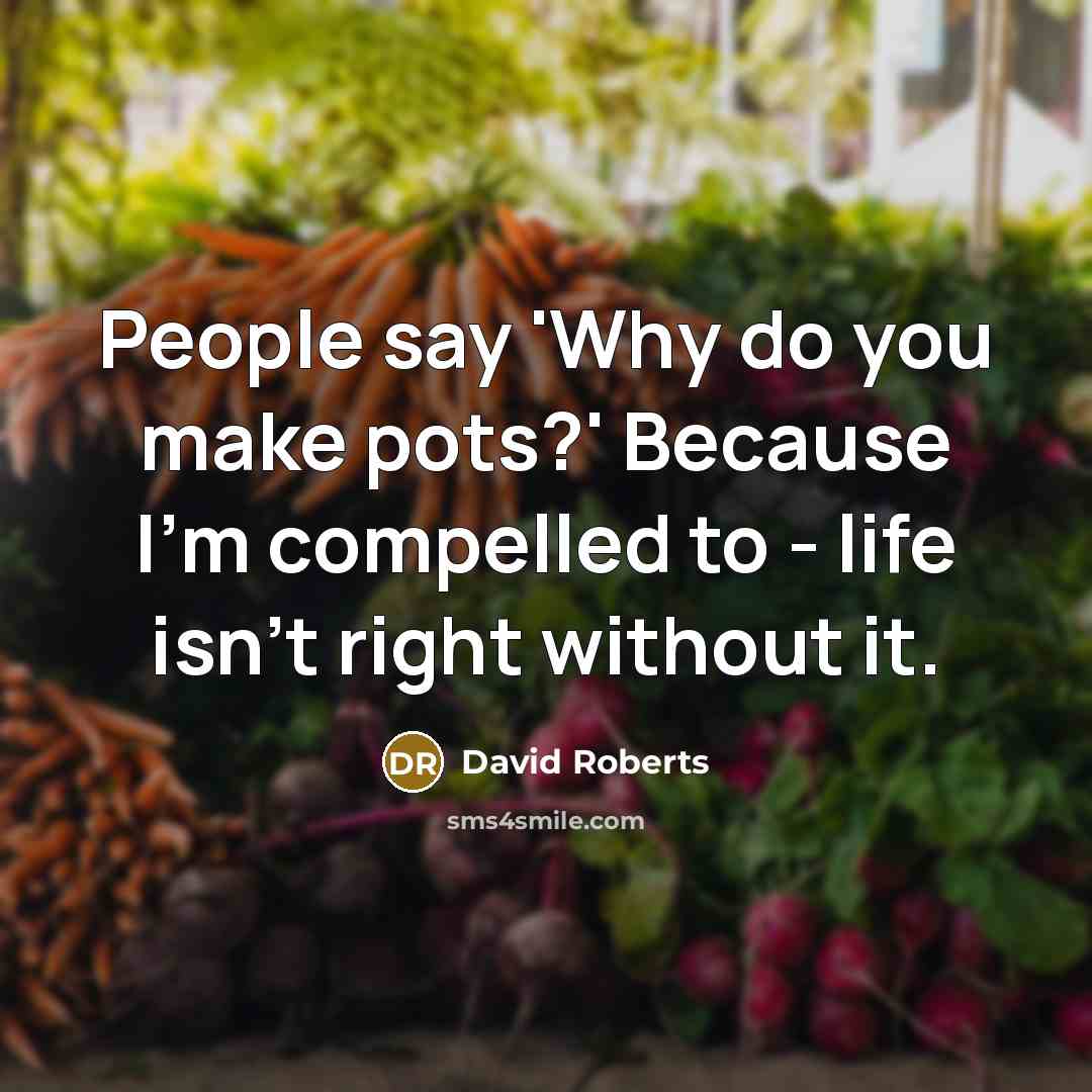“People say 'Why do you make pots?' Because I'm compelled to - life isn't right without it.” quote by David Roberts