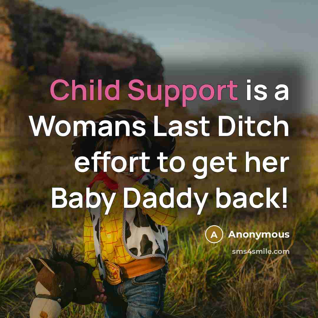 “Child Support is a Womans Last Ditch effort to get her Baby Daddy back!” quote by Anonymous