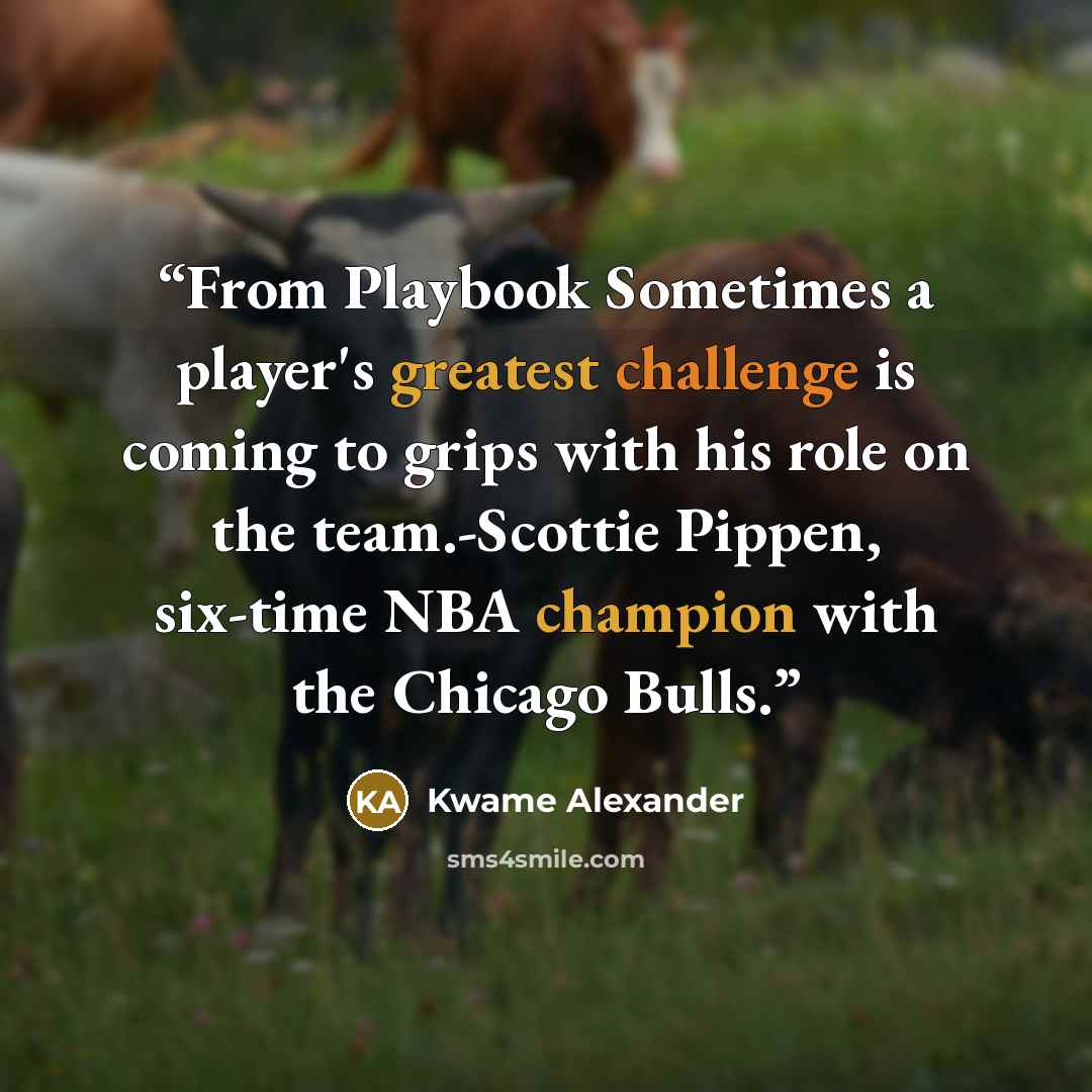 “From Playbook Sometimes a player's greatest challenge is coming to grips with his role on the team.-Scottie Pippen, six-time NBA champion with the Chicago Bulls.” quote by Kwame Alexander