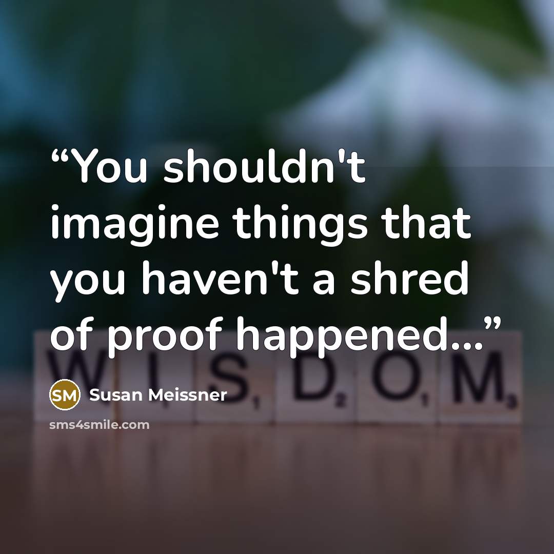 “You shouldn't imagine things that you haven't a shred of proof happened...” quote by Susan Meissner
