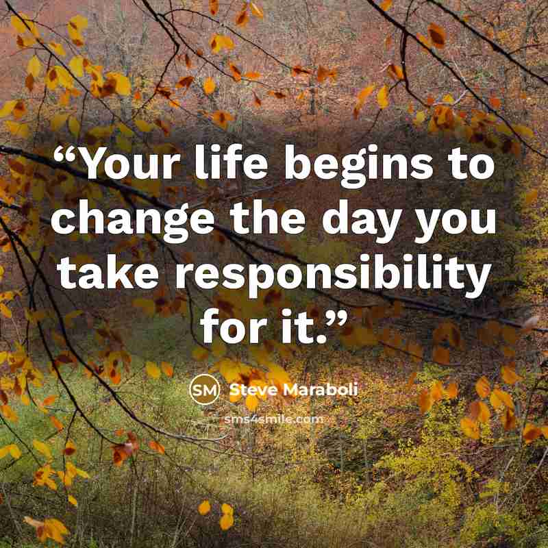 “Your life begins to change the day you take responsibility for it.” quote by Steve Maraboli