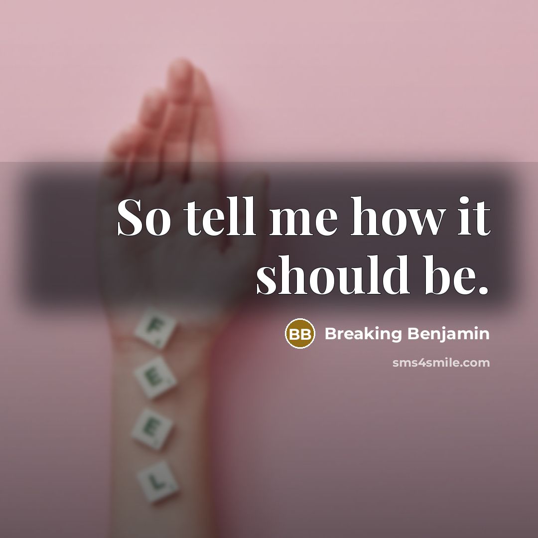 “So tell me how it should be.” quote by Breaking Benjamin